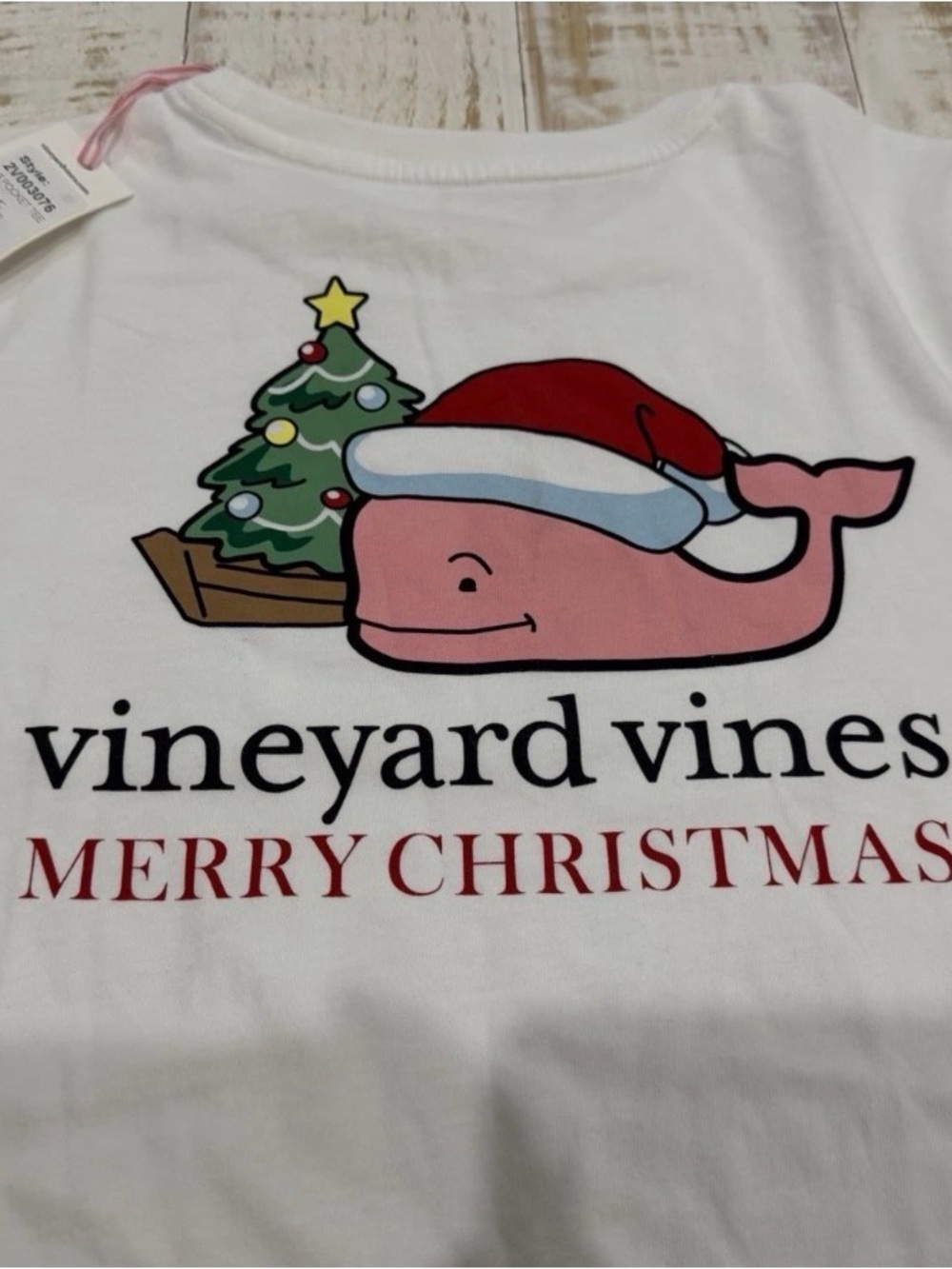 Vineyard Vines White Long-Sleeve Holiday Whale Tee Women’s M Christmas